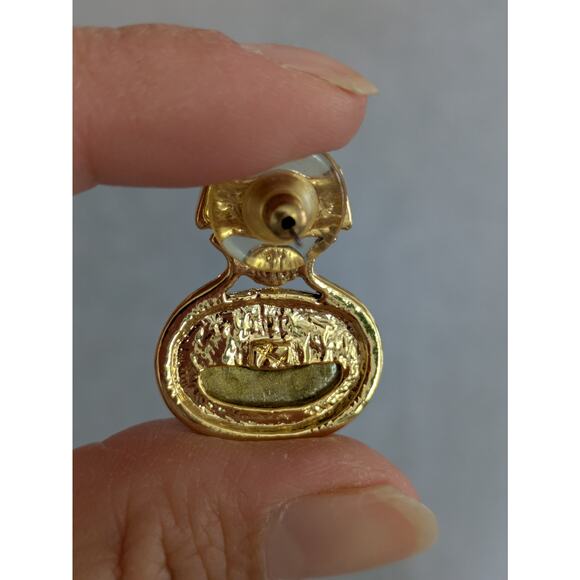 Set Of‎ 3 Vintage Earrings Rhinestone Tassel Leopard Drop Dangle Stud - Picture 2 of 11